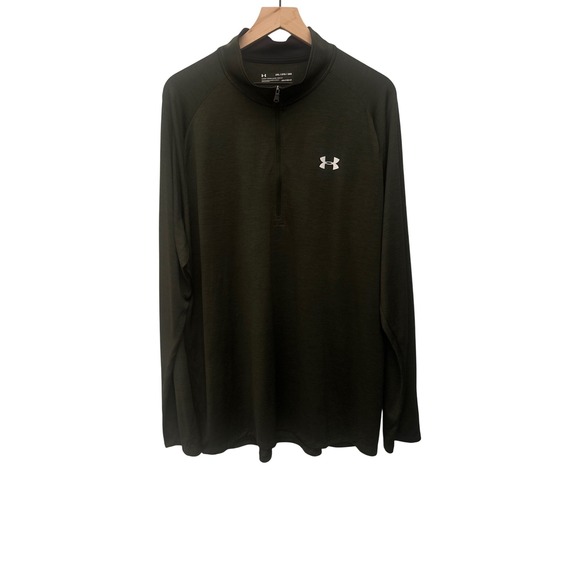 Under Armour Mens 2XL Long‎ Sleeve HeatGear 1/4 Zip Pullover Olive Green - Picture 1 of 11